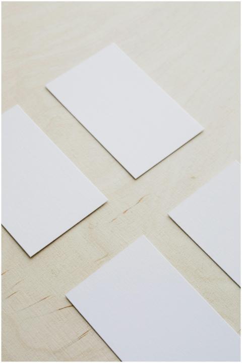 From above of white mockup rectangular visiting ca