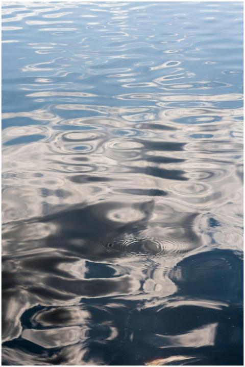 Tranquil ripples on water surface reflecting the s