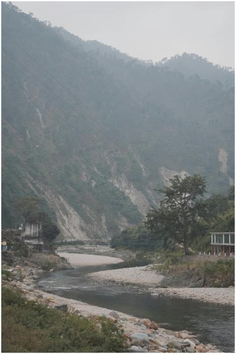 Scenic Mountain River Misty