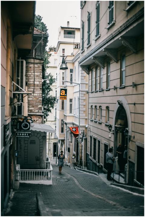 Explore a quaint alley in Istanbul, showcasing uni