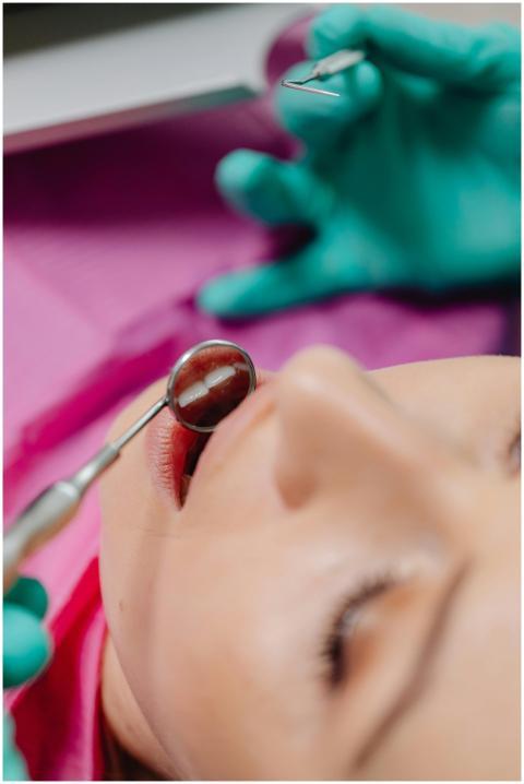 A detailed close-up of a dental examination showin