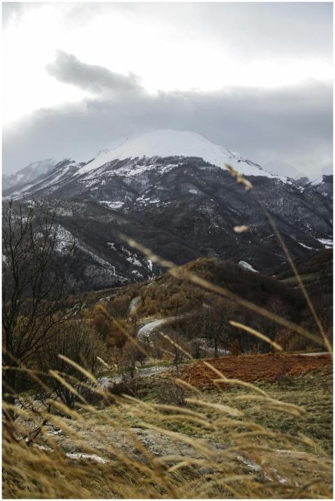 Breathtaking view of snow-capped mountains and win