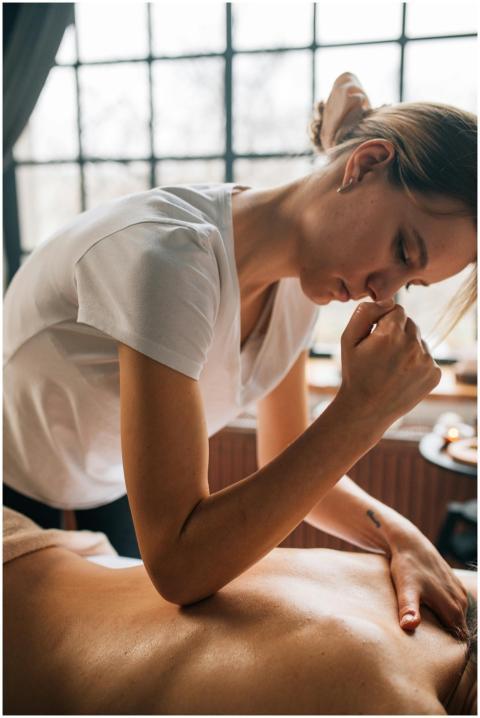 A relaxing massage therapy session indoors with a