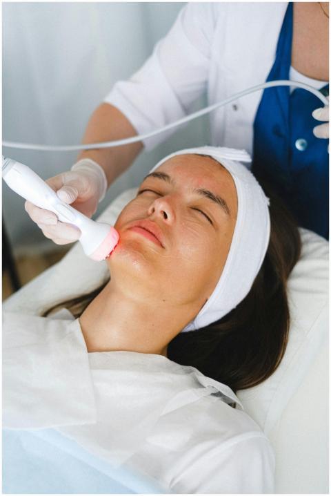 A relaxing facial treatment procedure in a modern