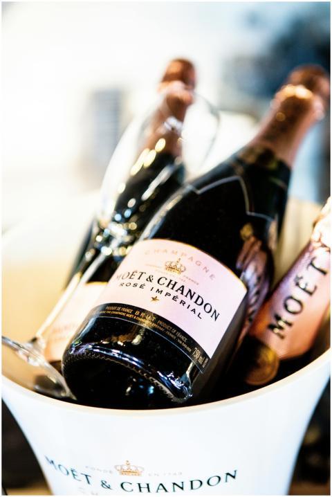 Close-up of Moët & Chandon Champagne bottles in an