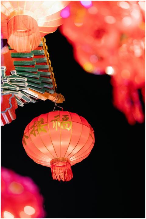 Low angle of traditional Chinese lanterns for trad