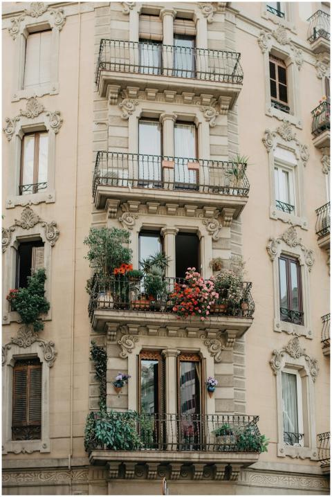 Charming European apartment building with ornate b