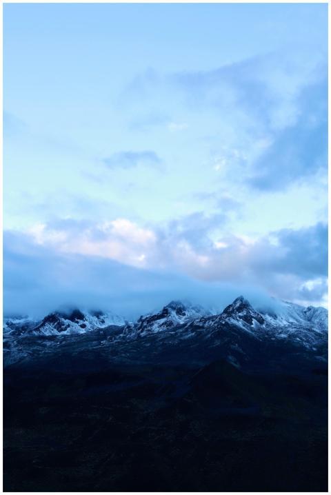 Aerial view of snow-covered mountains under a vast