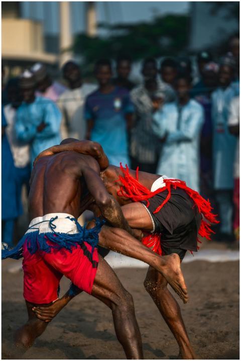 Exciting outdoor Nigerian wrestling match showcasi