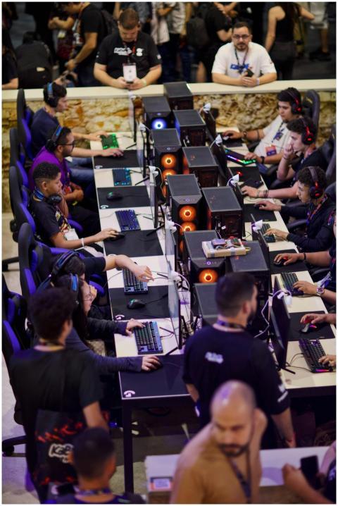 Players engaged in an intense e-sports competition