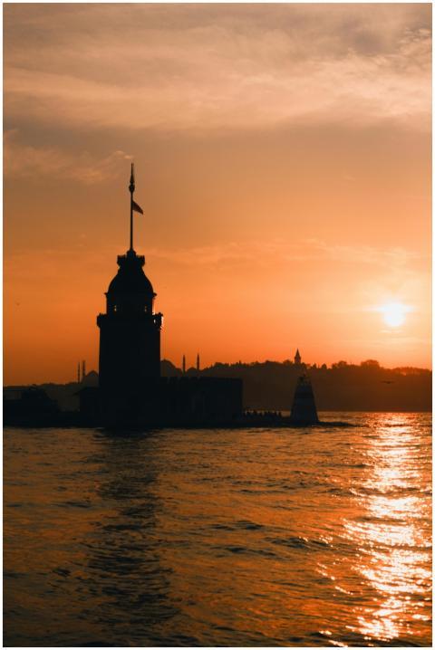 A beautiful silhouette of Maiden's Tower against a