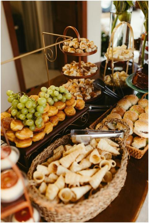 A tempting display of assorted pastries, rolls, an