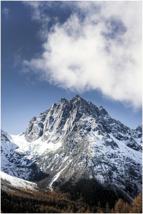 Breathtaking view of a snow-covered mountain peak