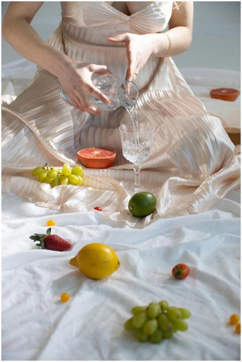 High angle of crop anonymous female in elegant dre