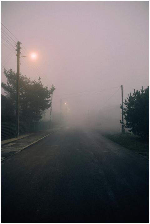 Moody and atmospheric street scene capturing fog a