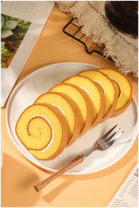 Tempting spiral cake slices neatly arranged on a w