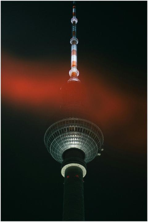 Striking view of the Berlin TV Tower with vibrant