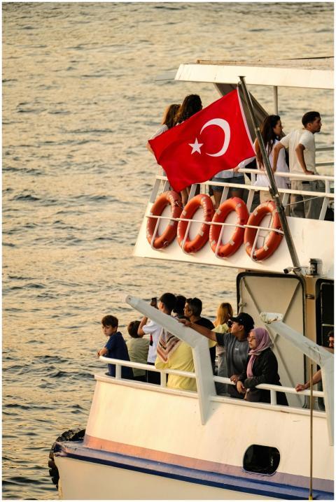Passengers enjoy a ferry ride in Istanbul during s