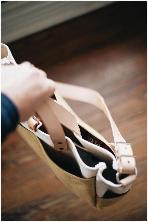 Stylish tote bag with leather and canvas design, p