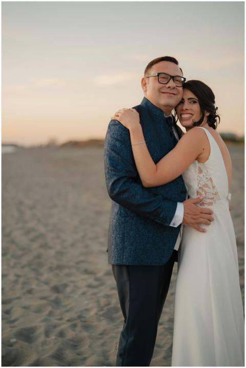 Romantic Beach Wedding Embrace