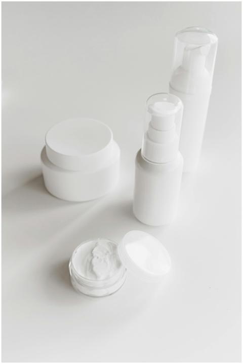 Elegant display of skincare products with a clean,