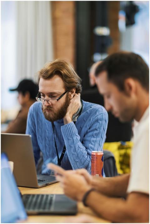 Focused professionals collaborating in a modern of