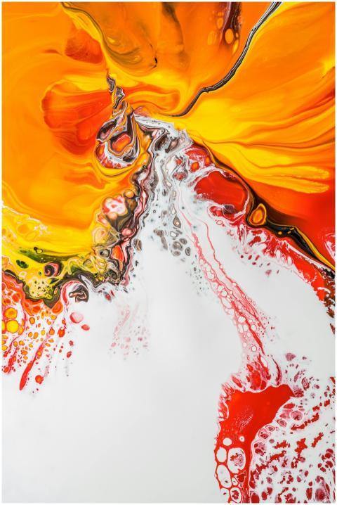 Abstract background painting with red splatters on