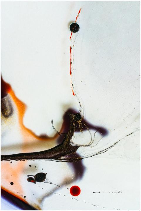 Dynamic abstract painting with vivid colors and fl