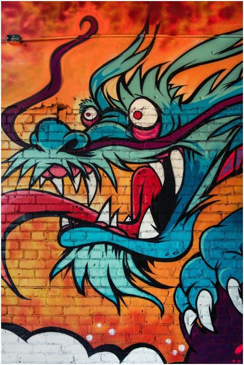 Eye-catching dragon mural art in Coeur d'Alene, Id