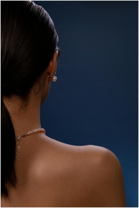 Sophisticated back view of a woman showcasing a de