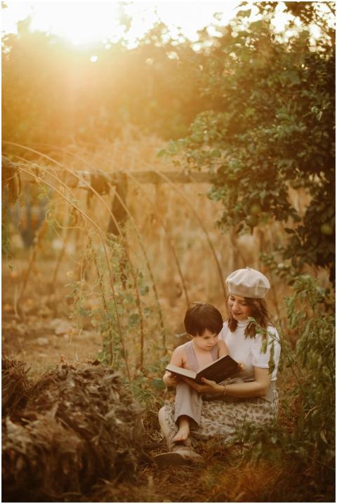 A serene moment captured of a mother and child rea