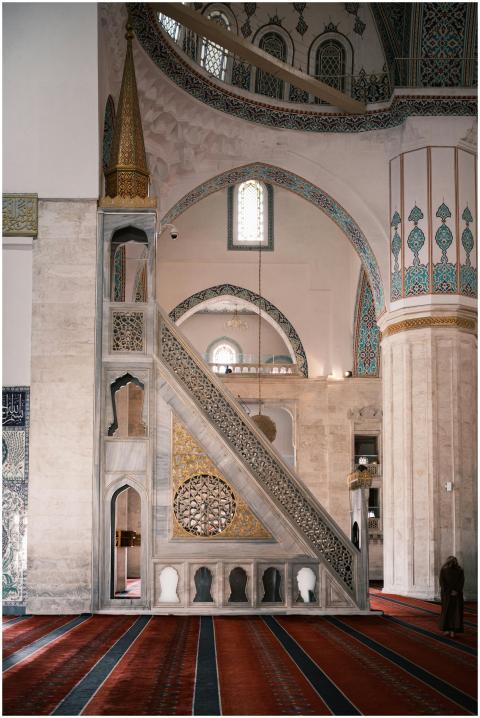 Detailed view of Ottoman architecture inside a mos