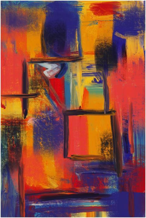 Colorful abstract artwork featuring bold strokes o