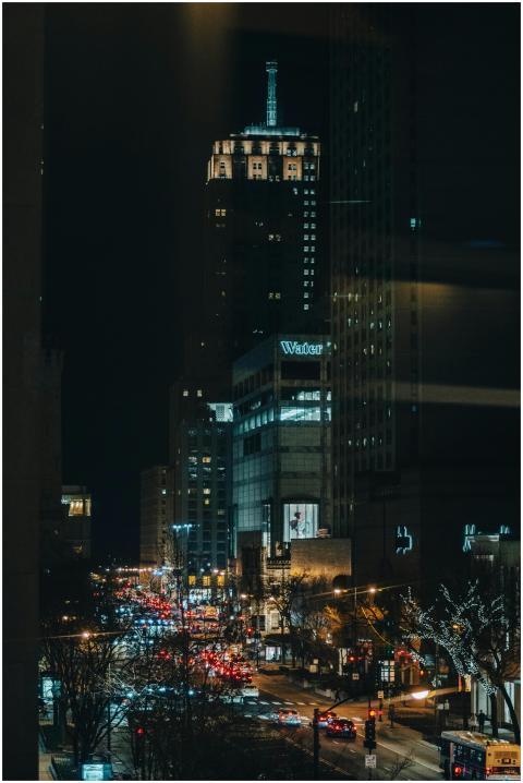 Night view of Chicago's bustling downtown with ill