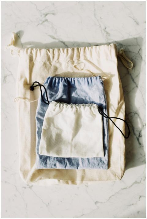 Aesthetic arrangement of reusable fabric pouches i