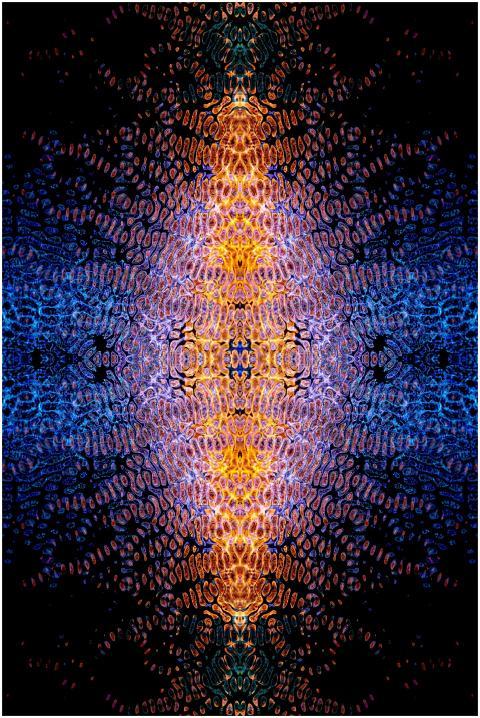 Colorful abstract digital art with glowing geometr