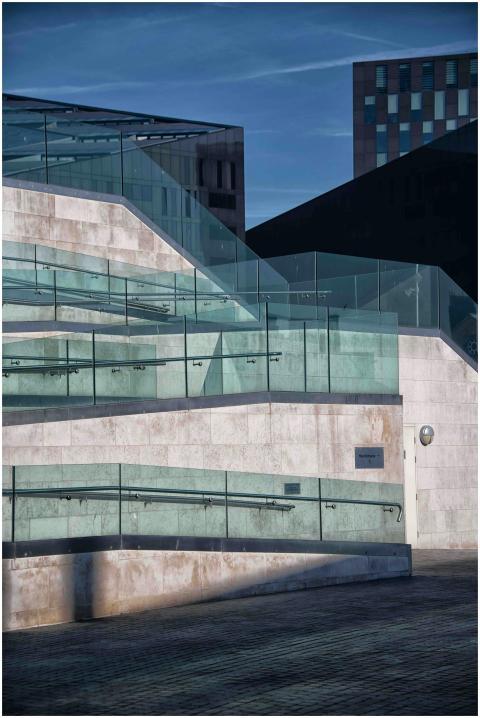 Contemporary architectural design with glass and s