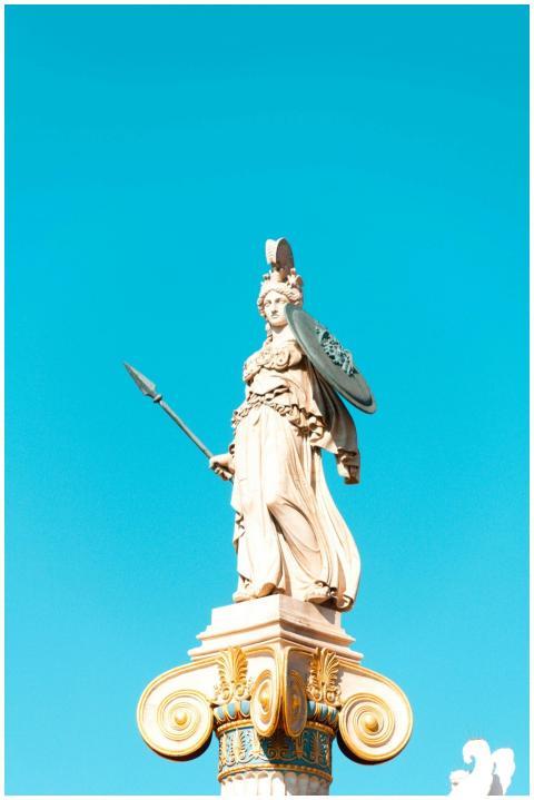 Elegant Greek statue of Athena in Athens against a