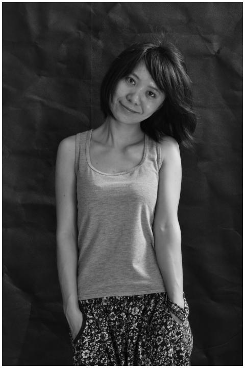 Captivating black and white portrait of a smiling