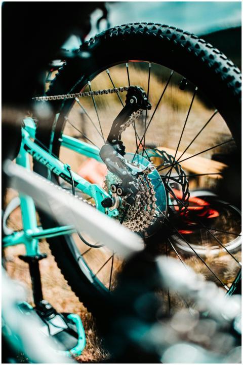 Detailed shot of a mountain bike's gear system, hi