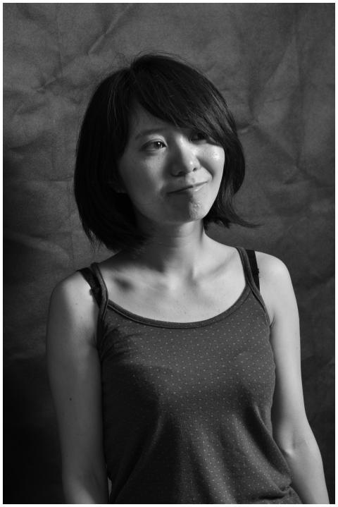 Elegant black and white portrait of a woman in dee