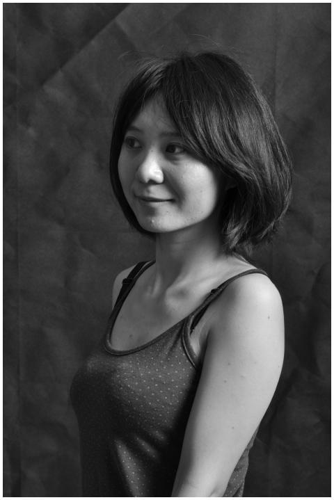 Elegant black and white portrait of a young woman