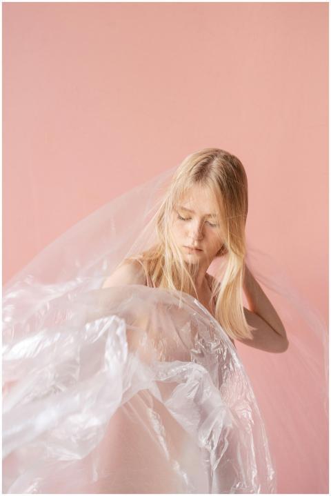 Artistic portrait highlighting plastic pollution w