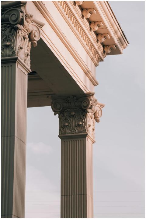 Close-up of Corinthian neoclassical columns in Afi
