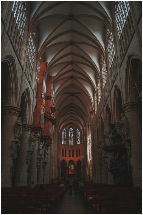 Stunning view of a Gothic cathedral interior showc