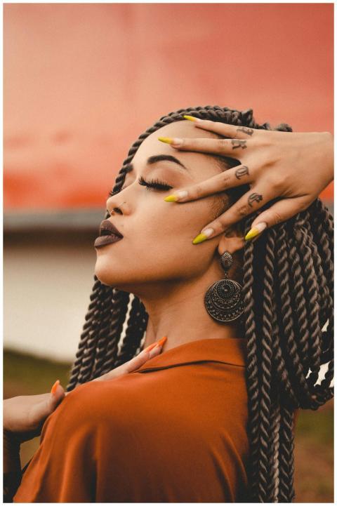 Beautiful portrait of a fashionable woman with bra