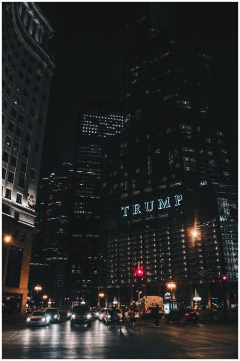 A vibrant nighttime view of Chicago's skyline show
