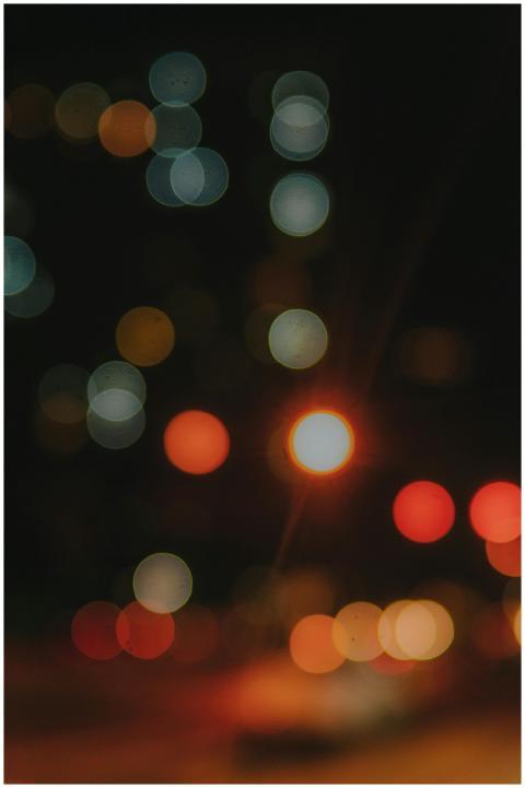 Abstract image of colorful city lights creating a