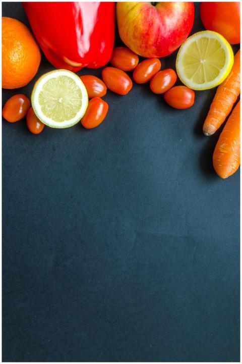 Colorful arrangement of fresh produce including ci
