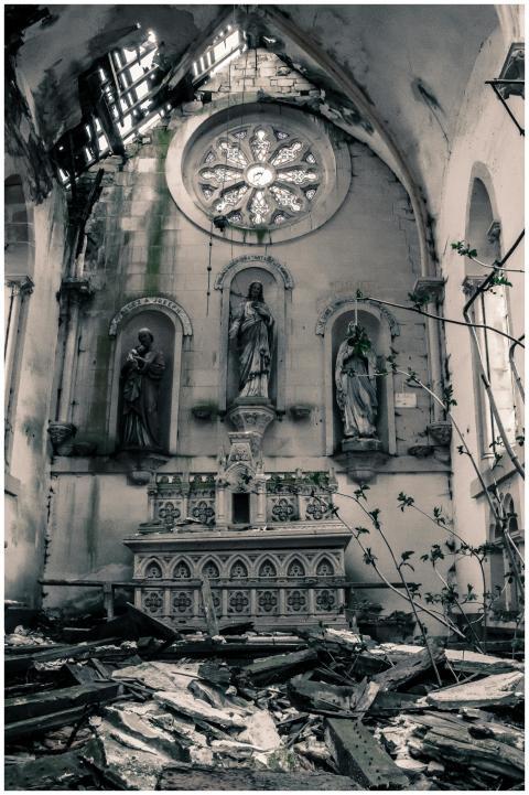 Captivating view of an abandoned church altar with